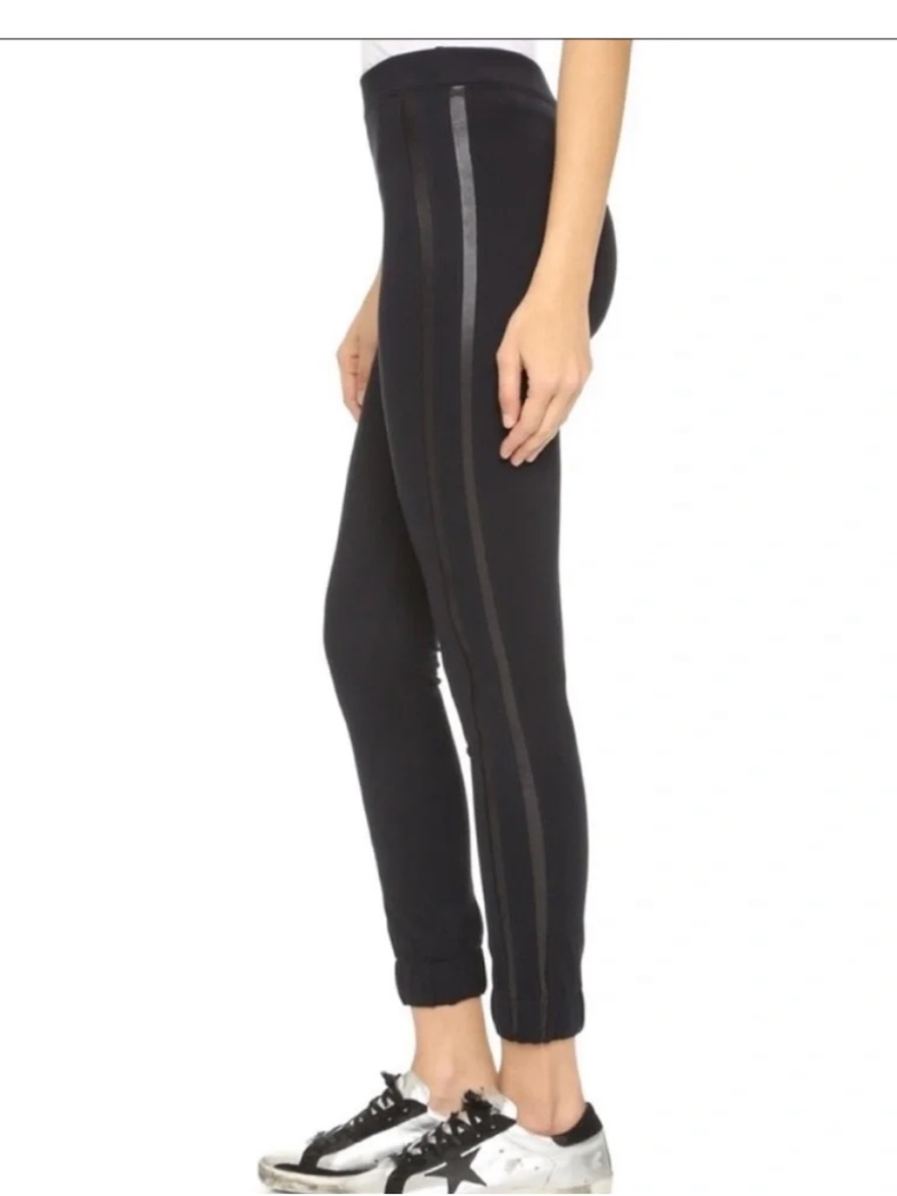 like new SPANX Black Side-Panel Cropped Track Legging Joggers SZ Medium